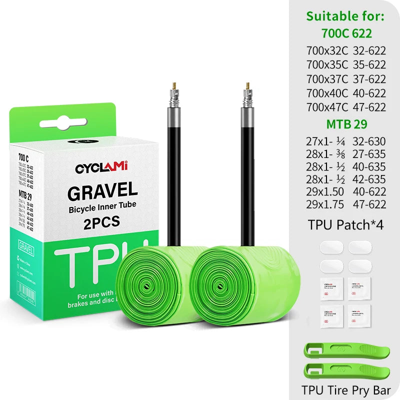 CYCLAMI Ultralight Gravel Bike TPU Inner Tube 2 Pack
