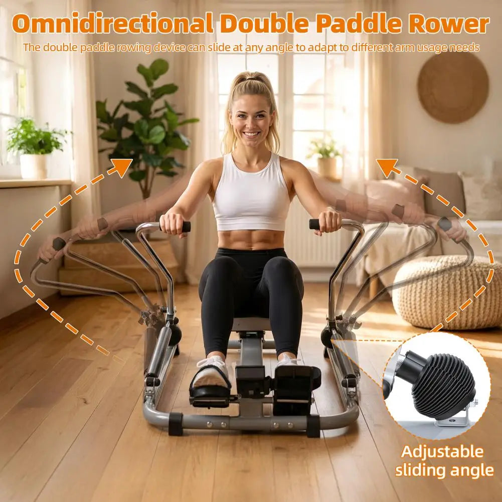 Foldable Hydraulic Rowing Machine With LCD Monitor And Adjustable Resistance