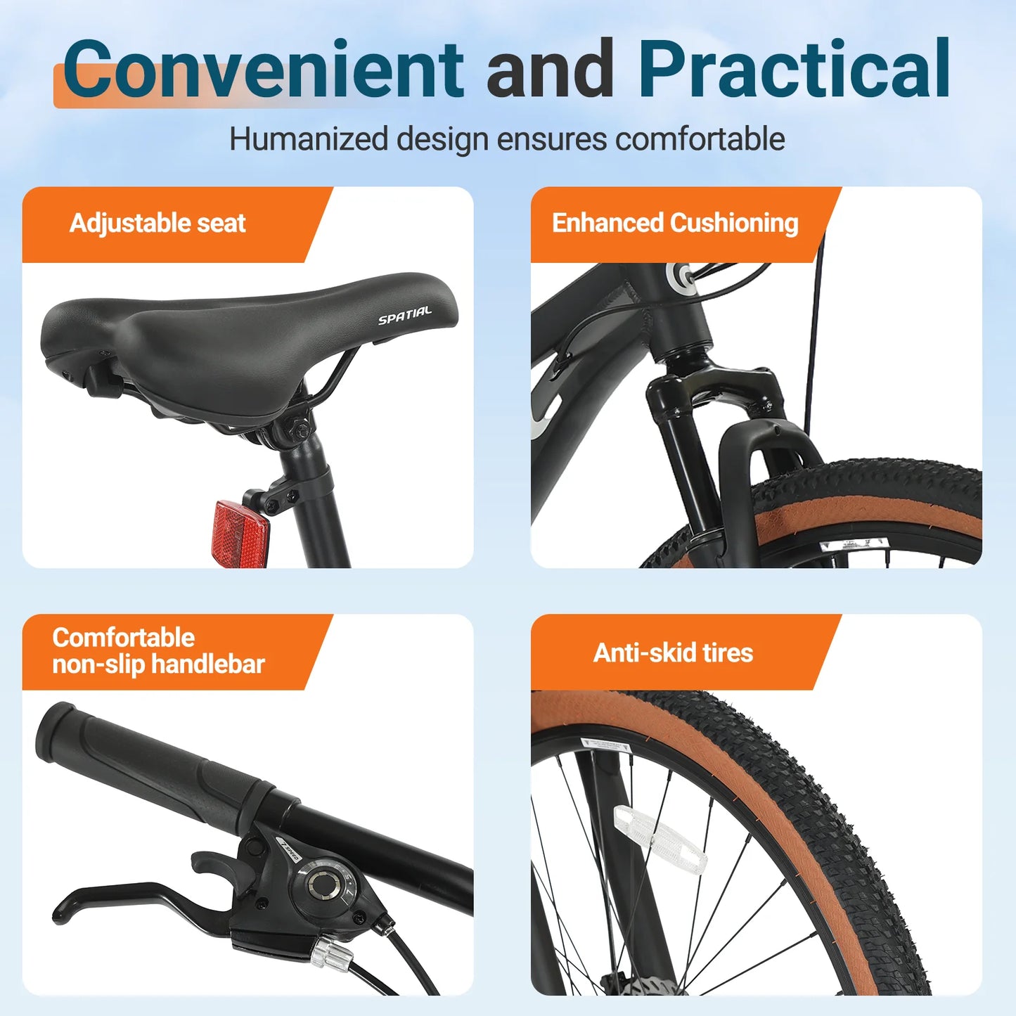 Spatial Mountain Bike Unisex 21 Speed HighPerformanceSeries AluminumAlloy DualDiscBrakes