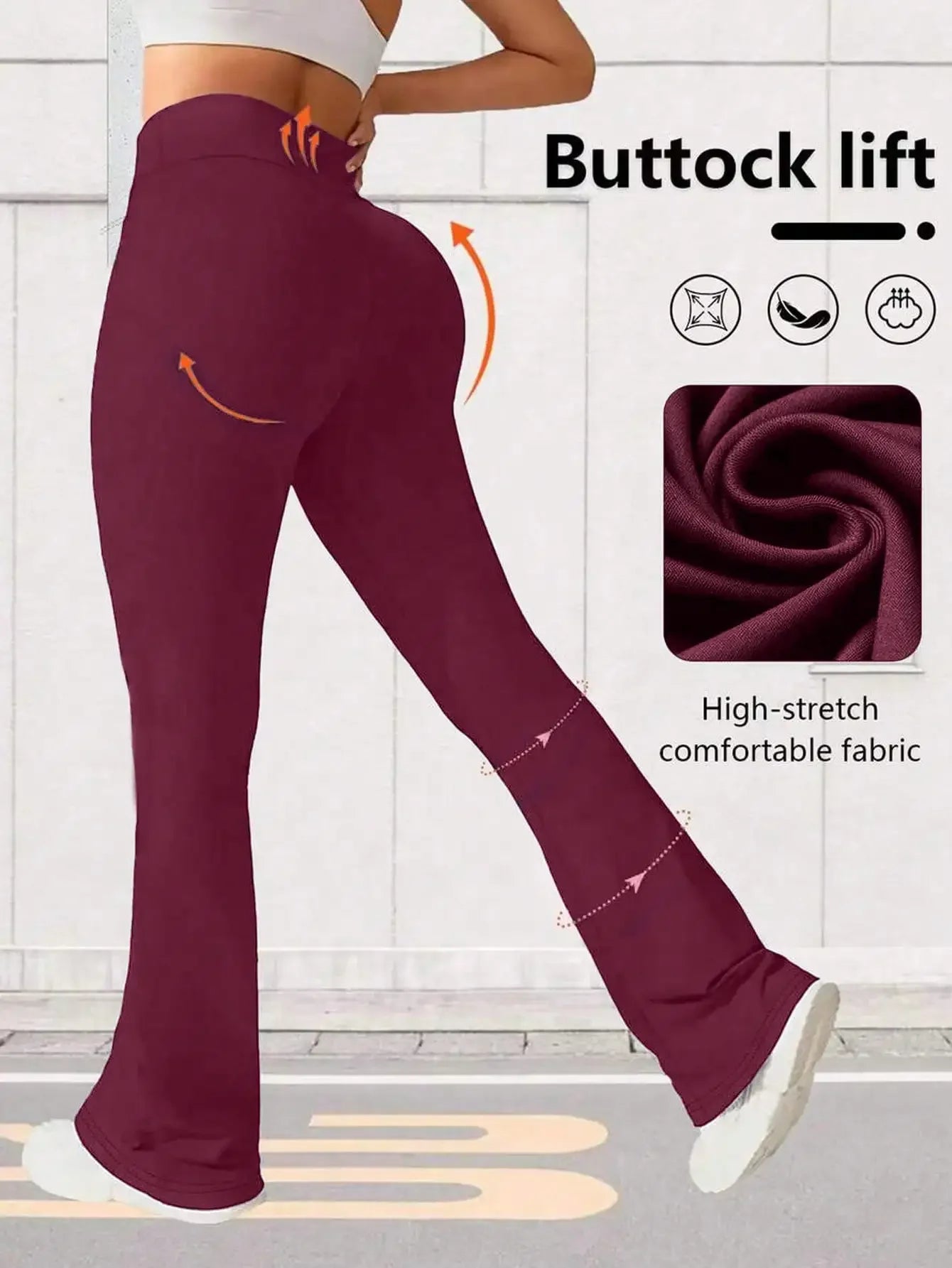 Womens High Waist Flare Yoga Pants Wide Leg Casual Leggings