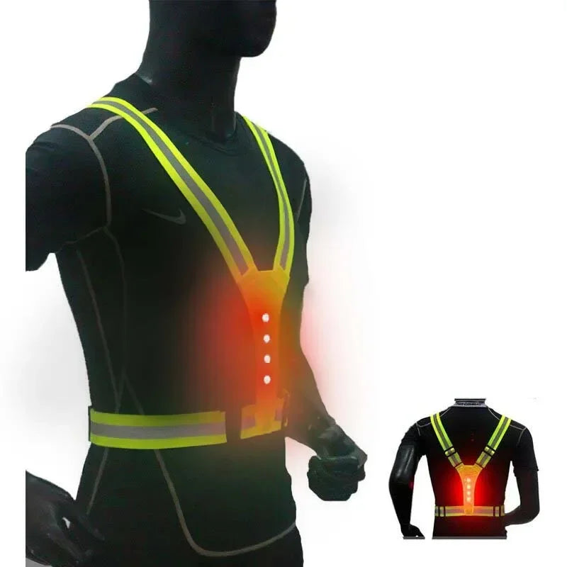 LED HighVisibility Reflective Safety Vest Nighttime Running Cycling Apparel Adjustable