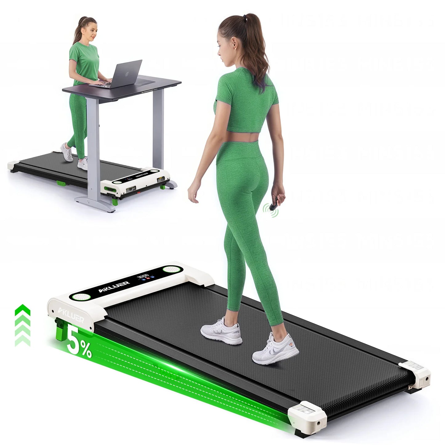AKLUER 4-In-1 Home Office Walking Treadmill, 2.5 HP Incline Under Desk, Remote Control LED Display