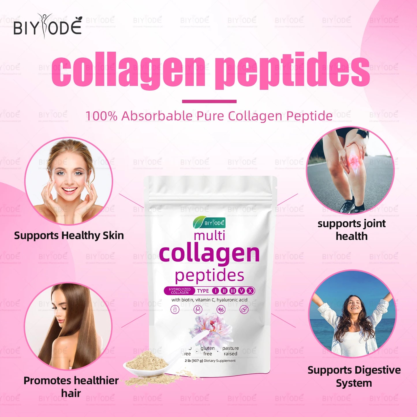 BIYODE Hydrolyzed Collagen Powder For Skin Hydration Hair Nails