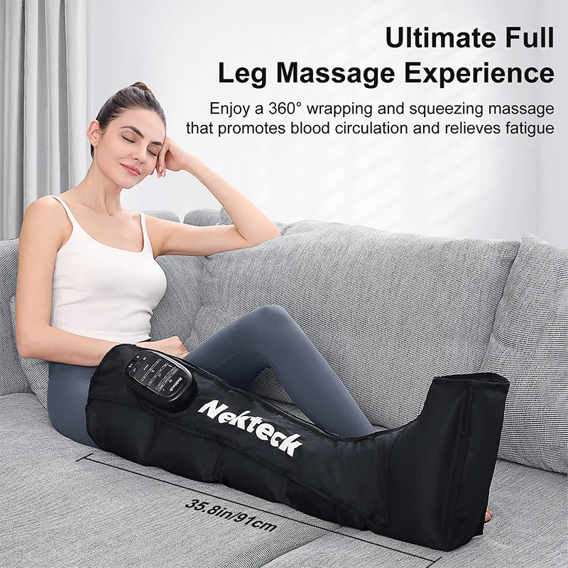 Nekteck 1 Pcs Air Pressure Leg Massager Cordless Foot Massage Boots Kneading Squeeze Deep Relaxation Calf with Storage Bag