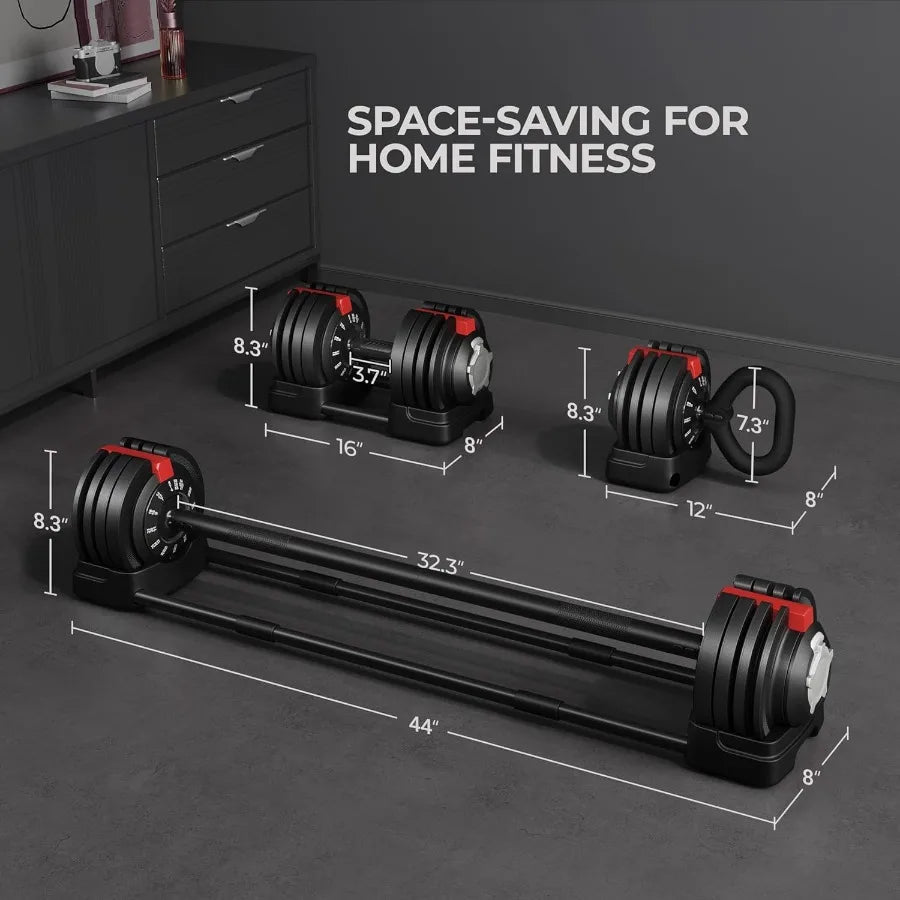 Adjustable Dumbbell Set 52.5 Pound Free Weight Dumbbells With Tray For Men And Women Strength Training