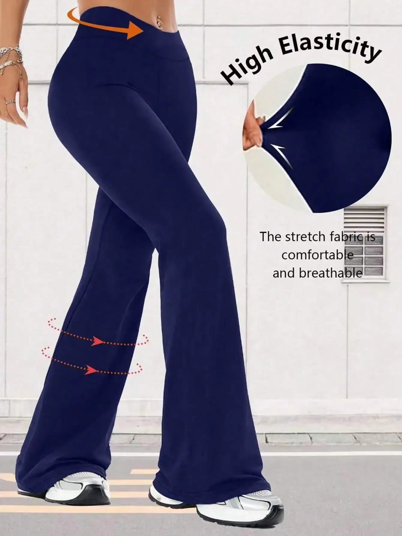 Womens High Waist Flare Yoga Pants Wide Leg Casual Leggings