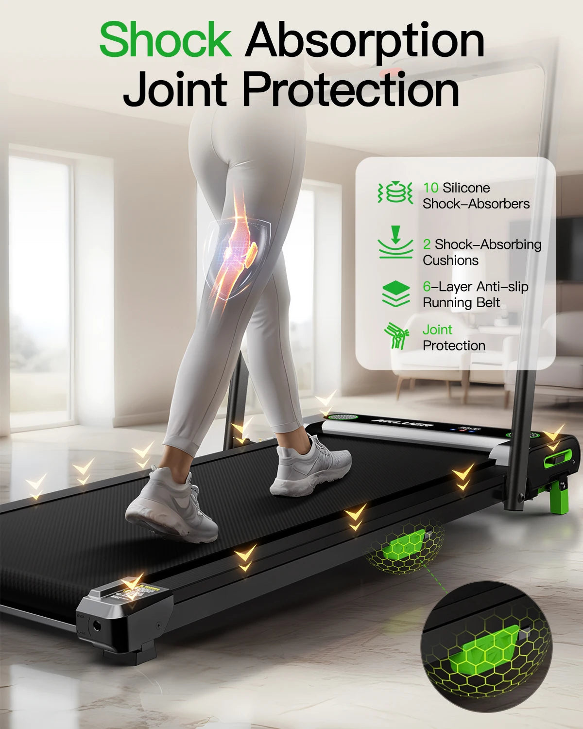 AKLUER Walking Pad Treadmill 2.5HP Desk Treadmill Quiet 45dB Foldable With Remote For Home Office