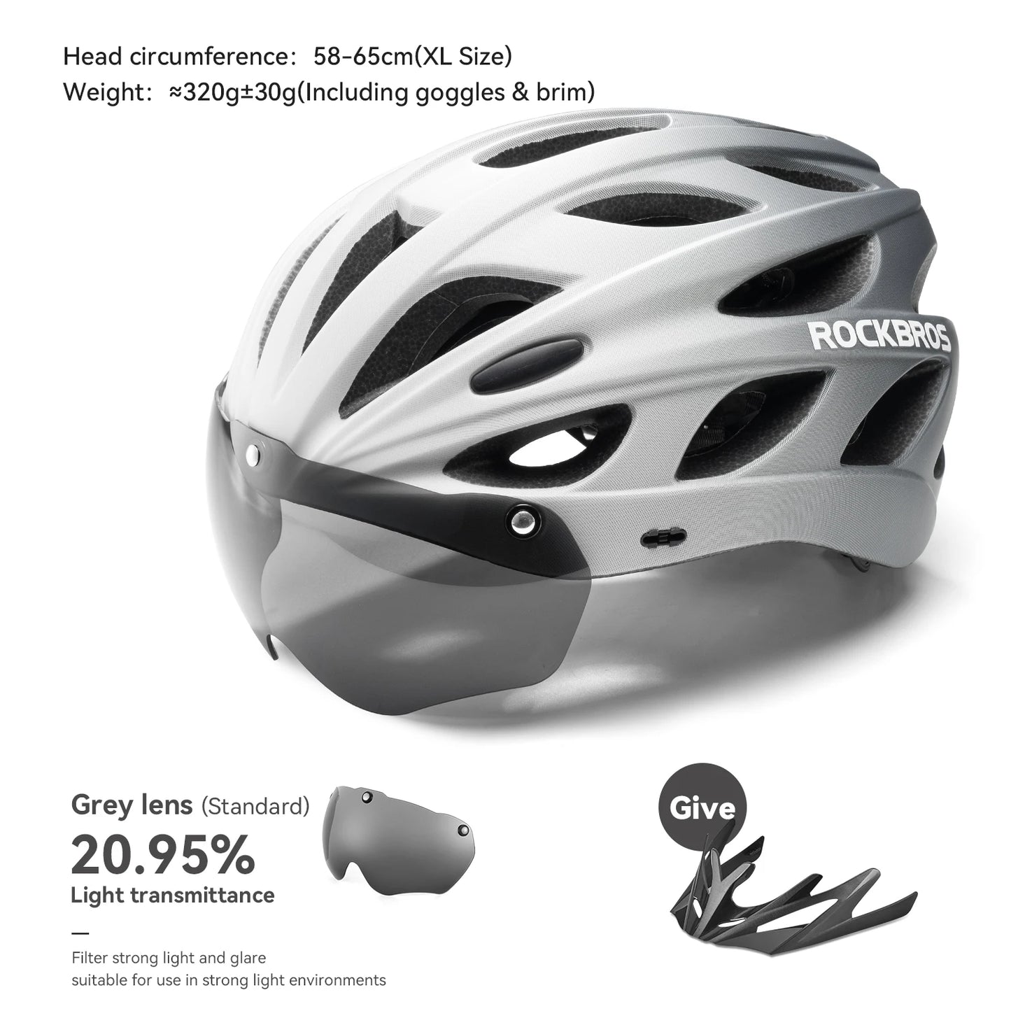 ROCKBROS Cycling Helmet Integrated With Goggles For MTB Road