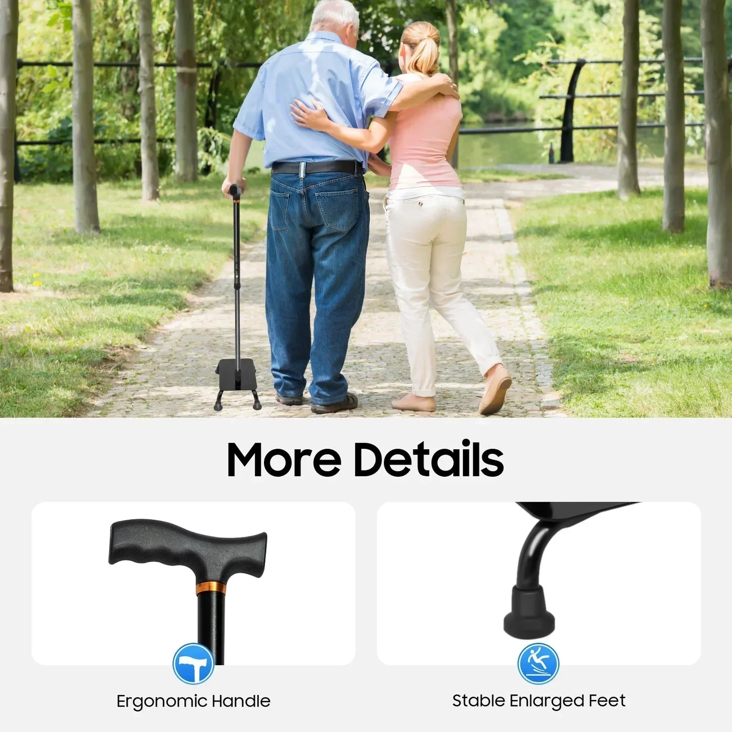 Stair Climbing Assist Cane With Adjustable Height UltraDurable Lightweight Aluminum