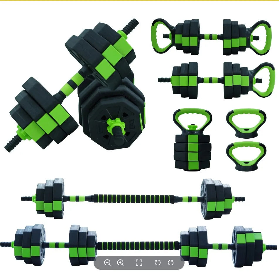 HiMISS Four In One Adjustable Dumbbell Kettlebell Barbell Set