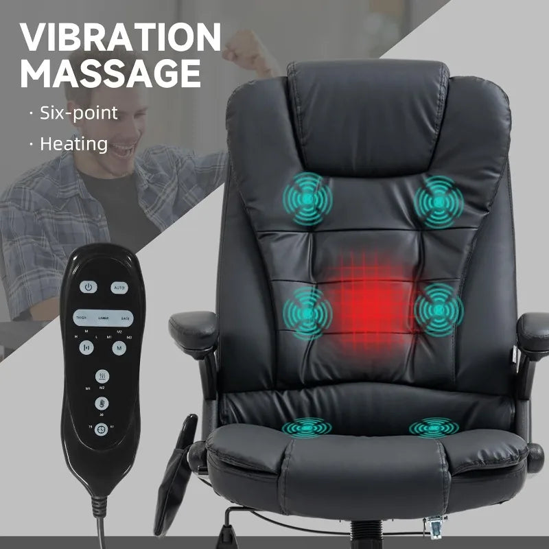HOMCOM High Back Vibration Massage Office Chair With Heated Recline