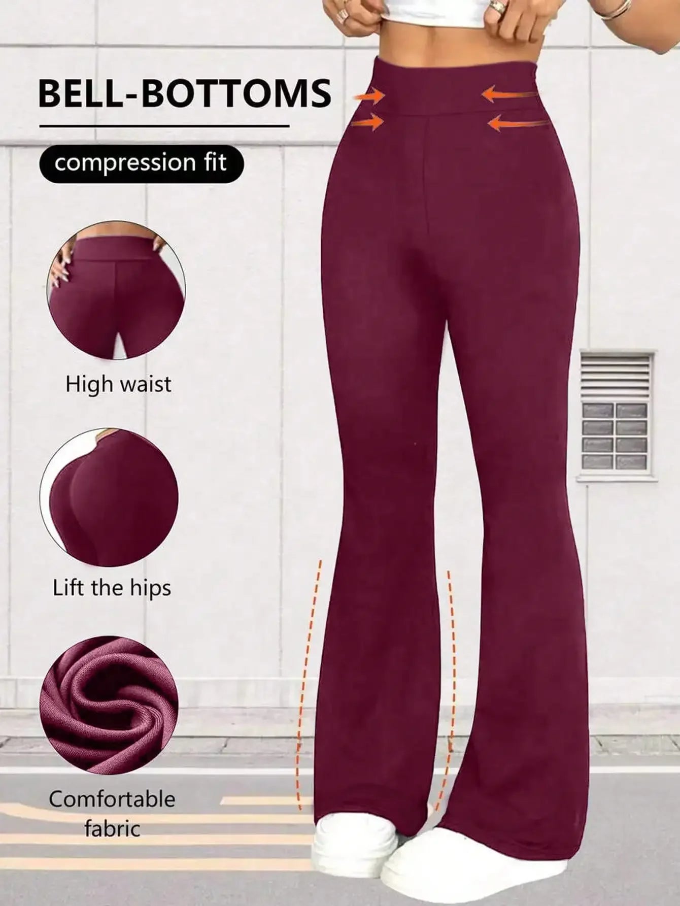 Womens High Waist Flare Yoga Pants Wide Leg Casual Leggings