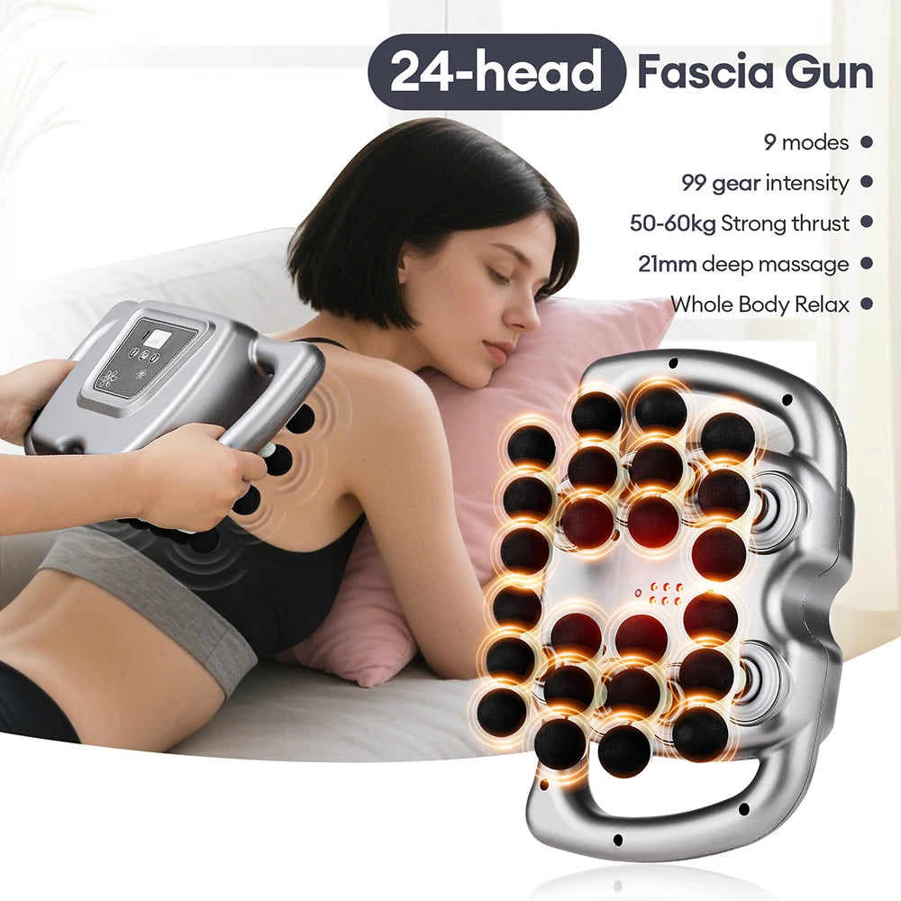 Iebilif 24 Head Fascia Gun 9 Modes High Frequency Massager