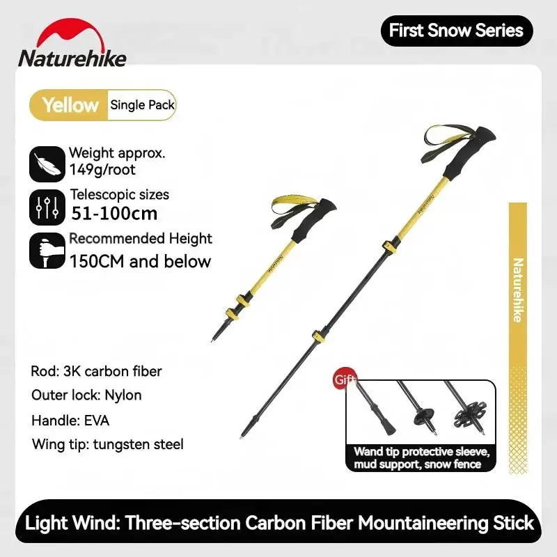Naturehike Carbon Fiber Telescopic Trekking Pole Outdoor Hiking