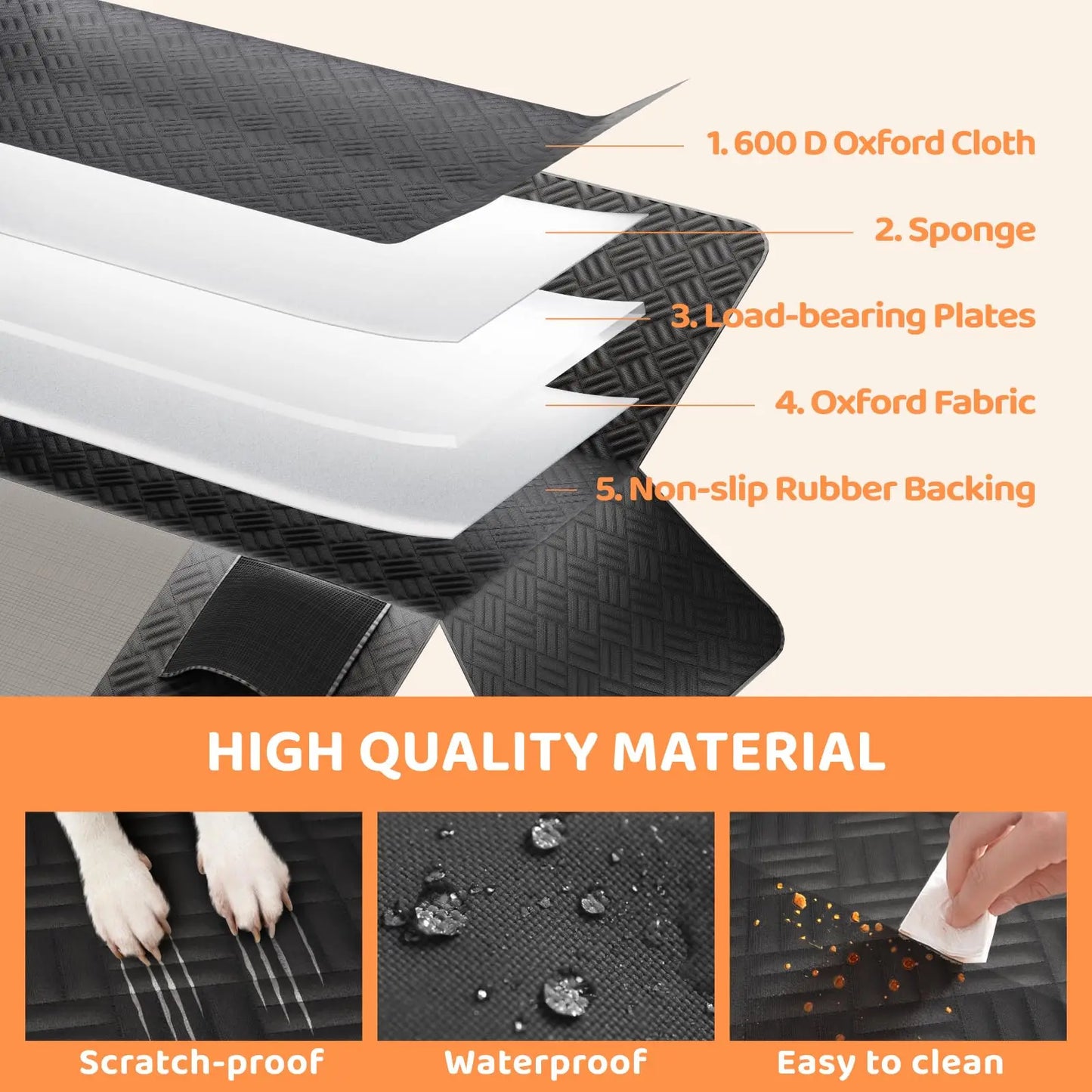 NONECN Rear Seat Dog Cover Hammock Extender Heavy Duty 400 Lbs