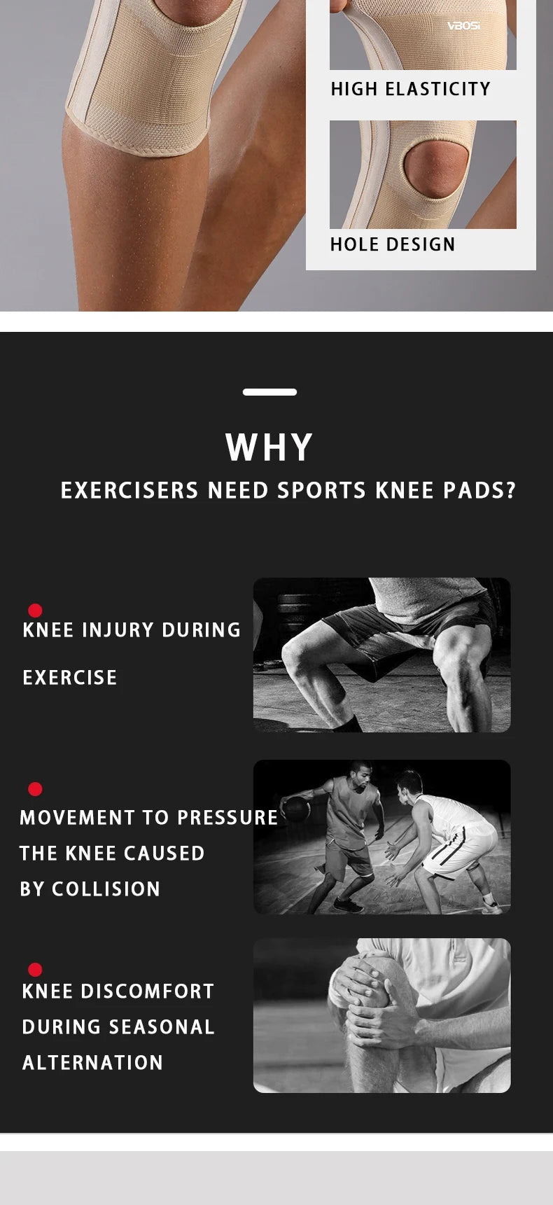 Knee Support Brace Open Patella With Spring Bars High Elasticity