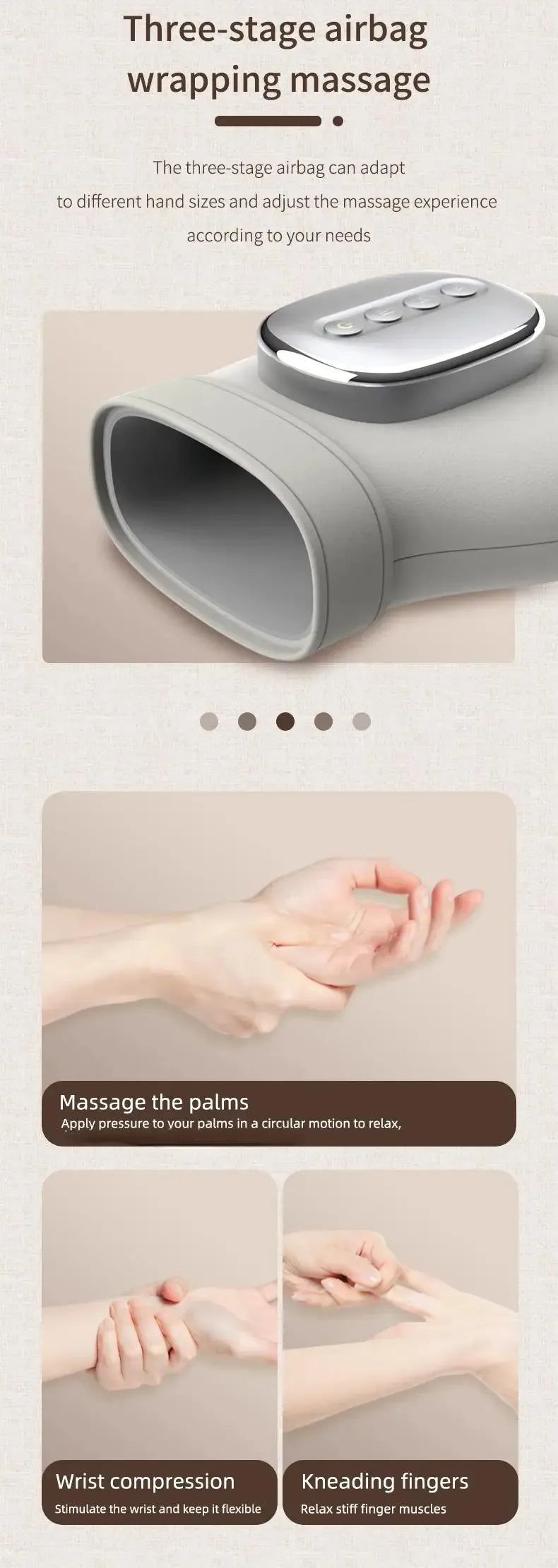 Hand Massager With Heat Airbag Compression For Carpal Tunnel Wrist