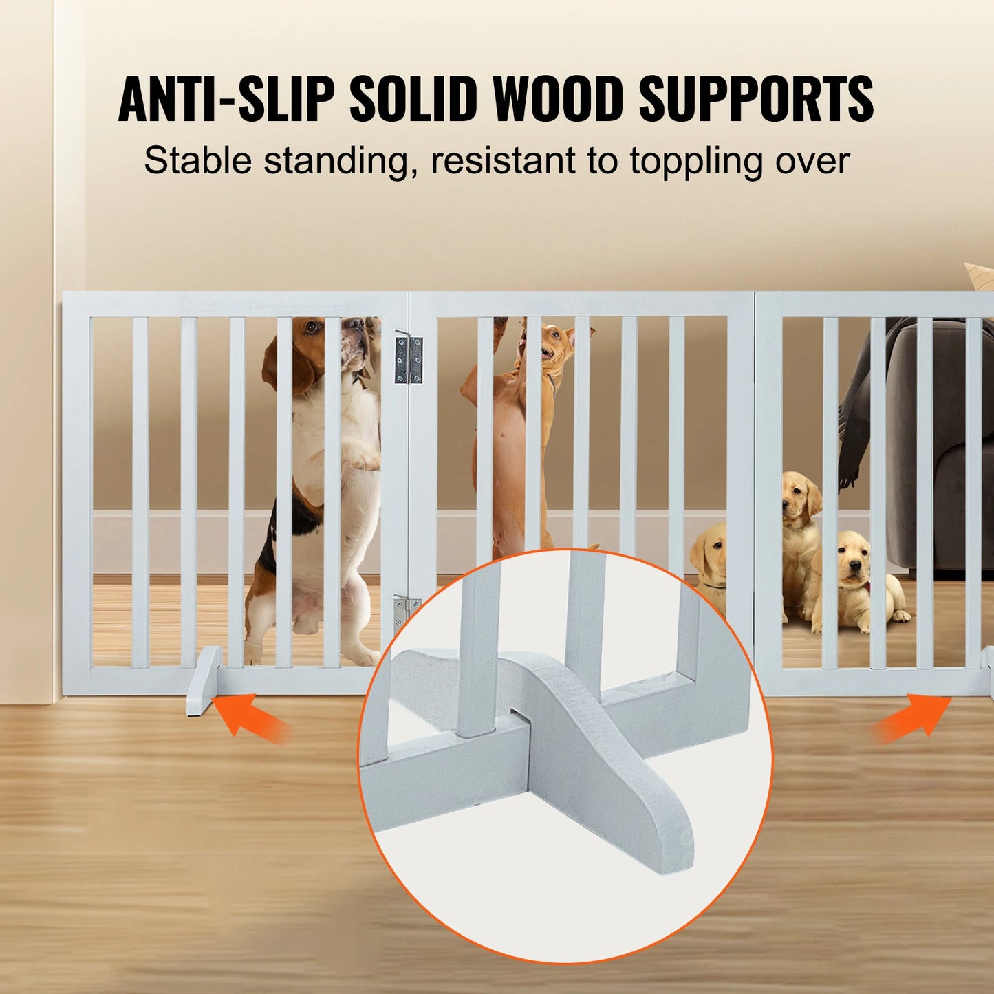 SucceBuy Free Standing Dog Gate 3 Panels Foldable Barrier