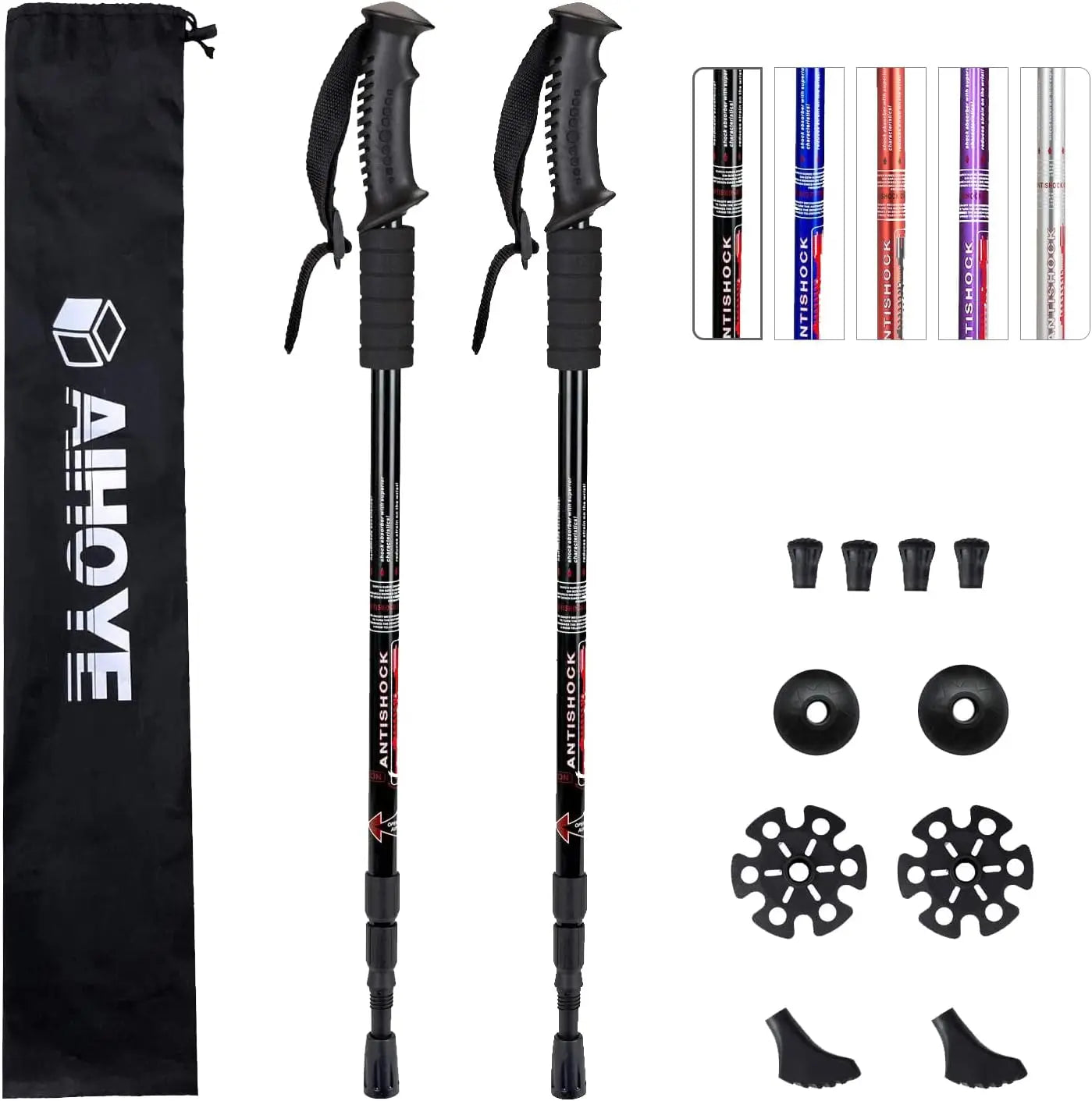 XMSJ Hiking Trekking Poles 2-Pack Adjustable Anti-Shock Walking Sticks