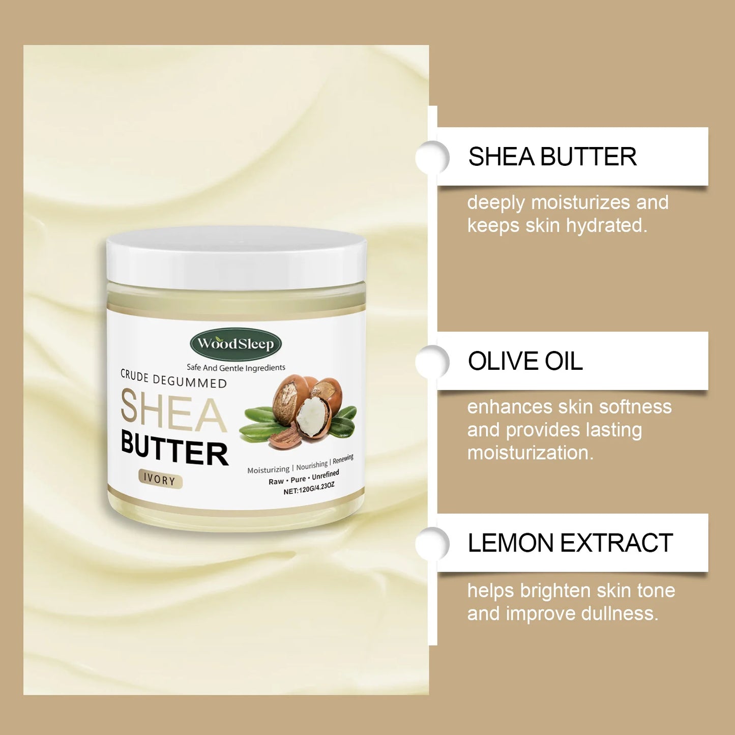 Woodsleep Shea Butter Moisturizing Cream for Face and Body