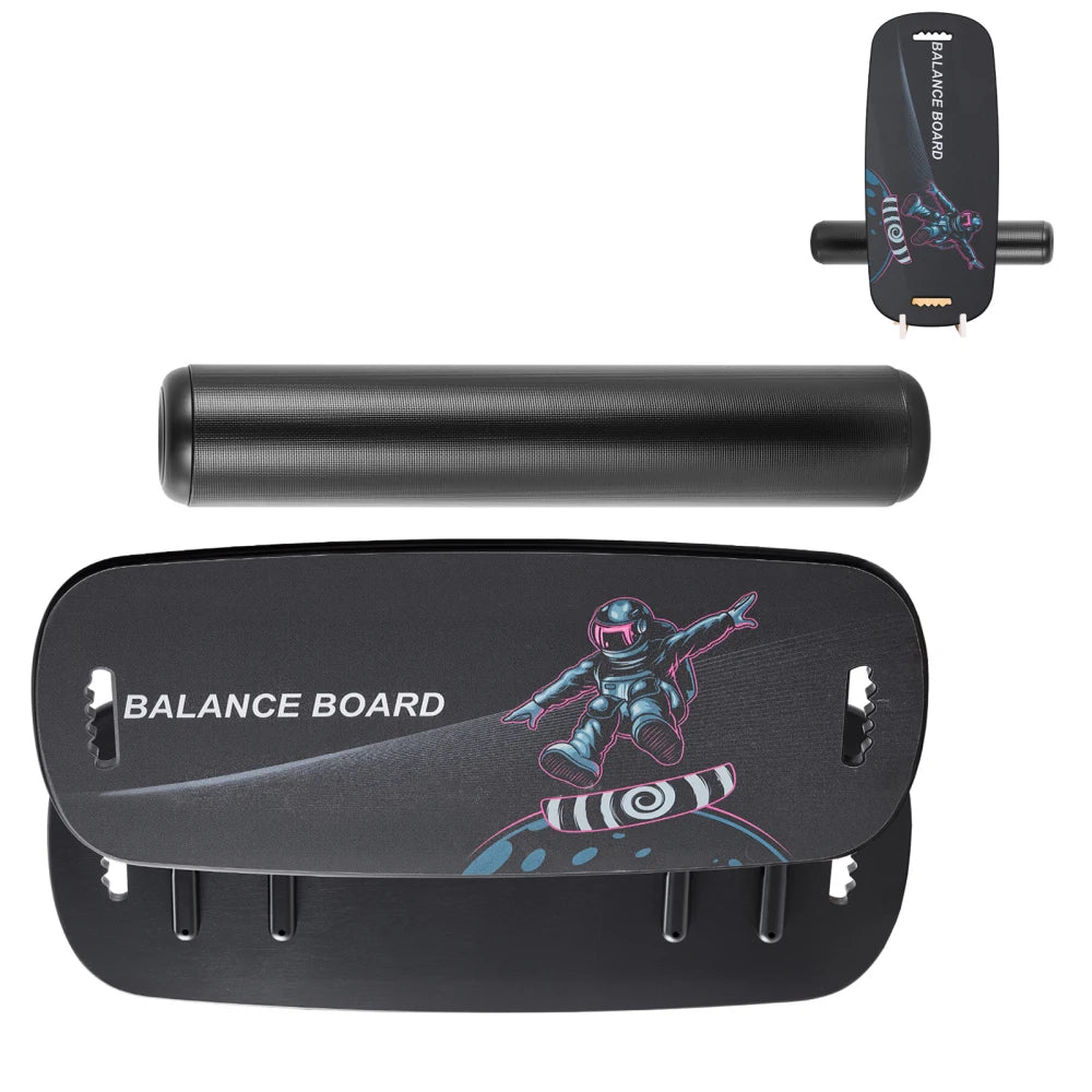 Wooden Balance Board Trainer With Roller For Core Workouts