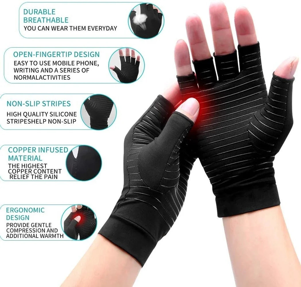 Sposafe Copper Compression Arthritis Gloves Fingerless for Carpal Tunnel