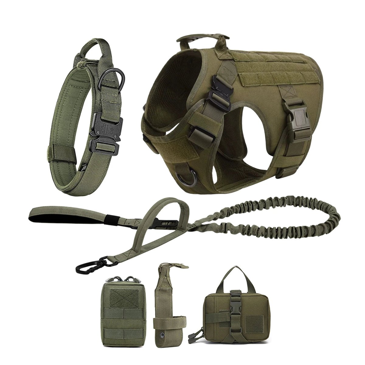 Tactical Padded Dog Harness With Molle Pouches And Quick Release