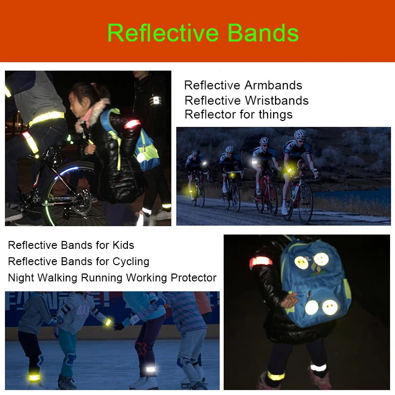 Flyer Reflective Wristbands Slap Bands And Leg Straps For Night Running Cycling Safety