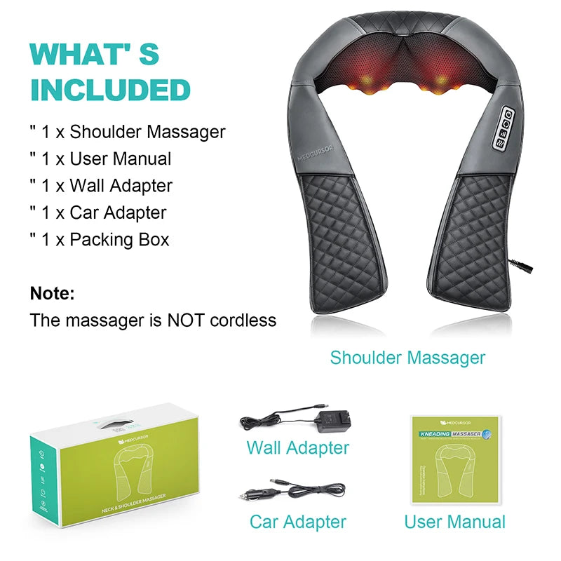 Medcursor Electric Neck And Shoulder Massager Kneading Pillow