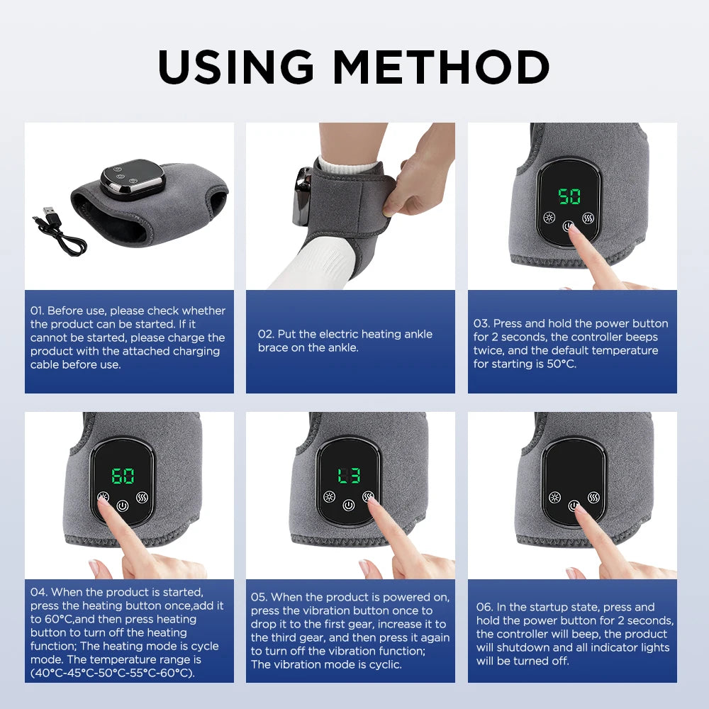 PASTSKY Electric Foot Massager With Heated Vibration Ankle Support