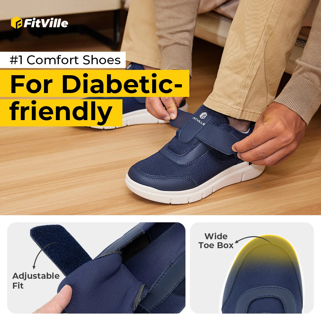 Fitville Men's Extra Wide Diabetic Walking Shoes For Swollen Feet