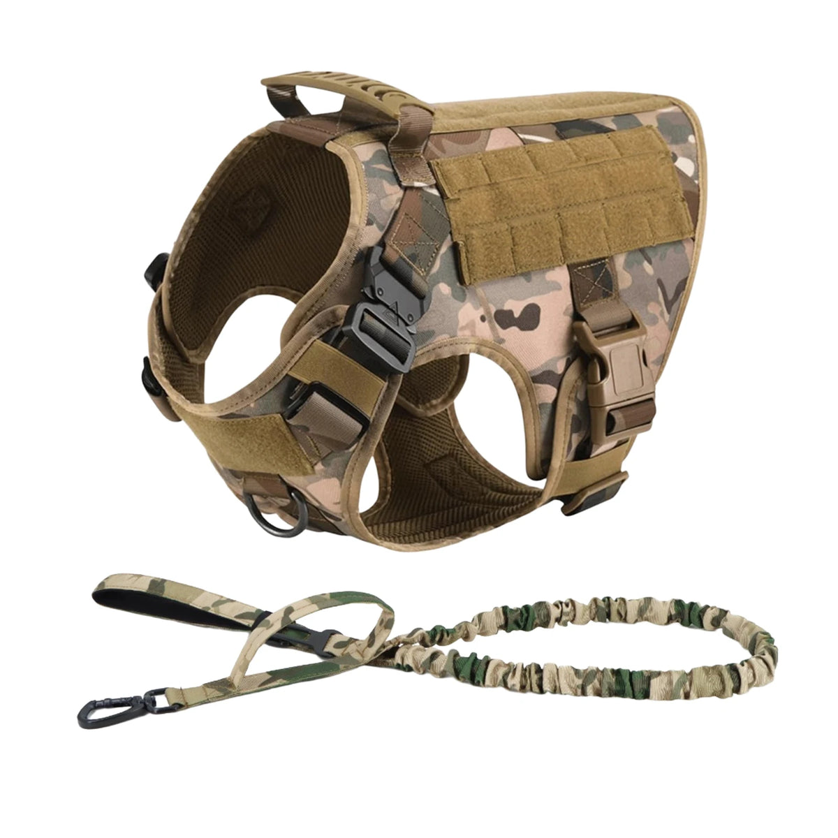 Tactical Padded Dog Harness With Molle Pouches And Quick Release