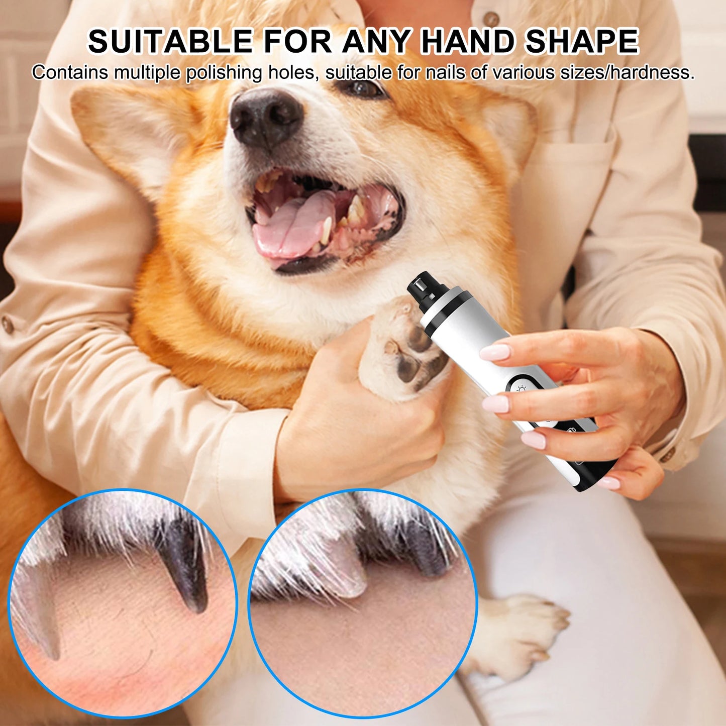 Electric Dog Nail Grinder Rechargeable Pet Nail Grinder Quiet Cat Nail Grinder Suitable for Small Middle Large Dogs and Cats