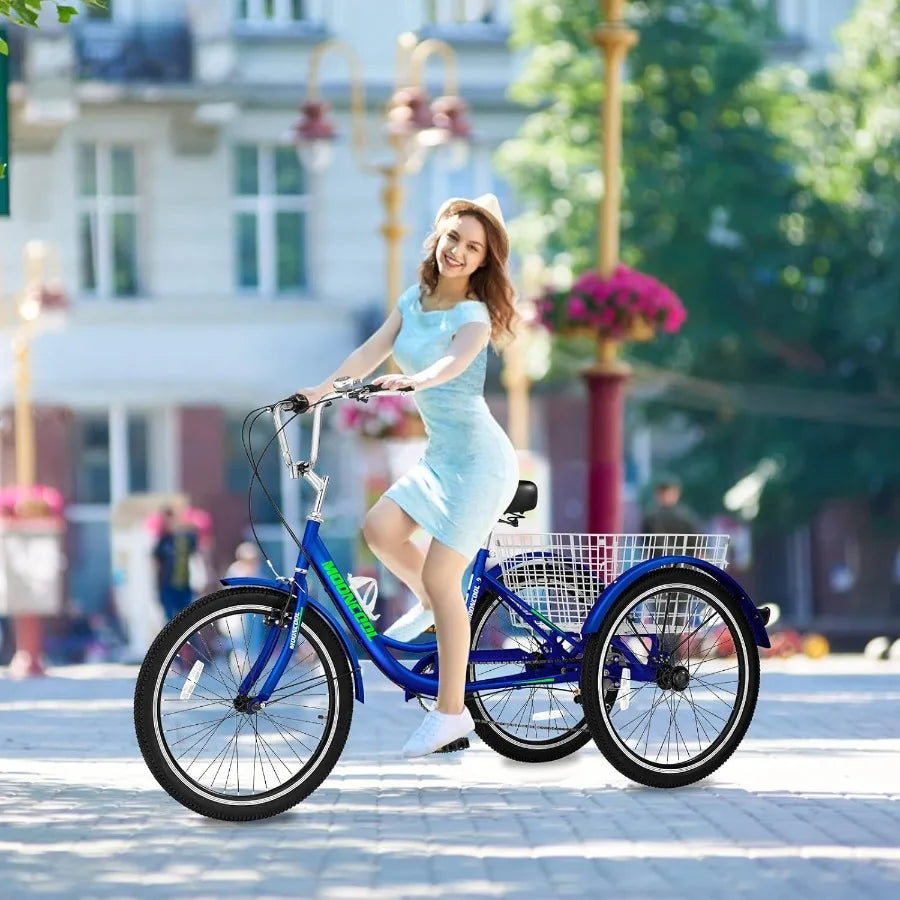 XMSJ Adult Tricycle With Shopping Basket Aluminum Frame