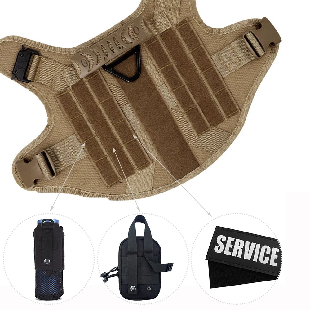 Tactical Padded Dog Harness With Molle Pouches And Quick Release