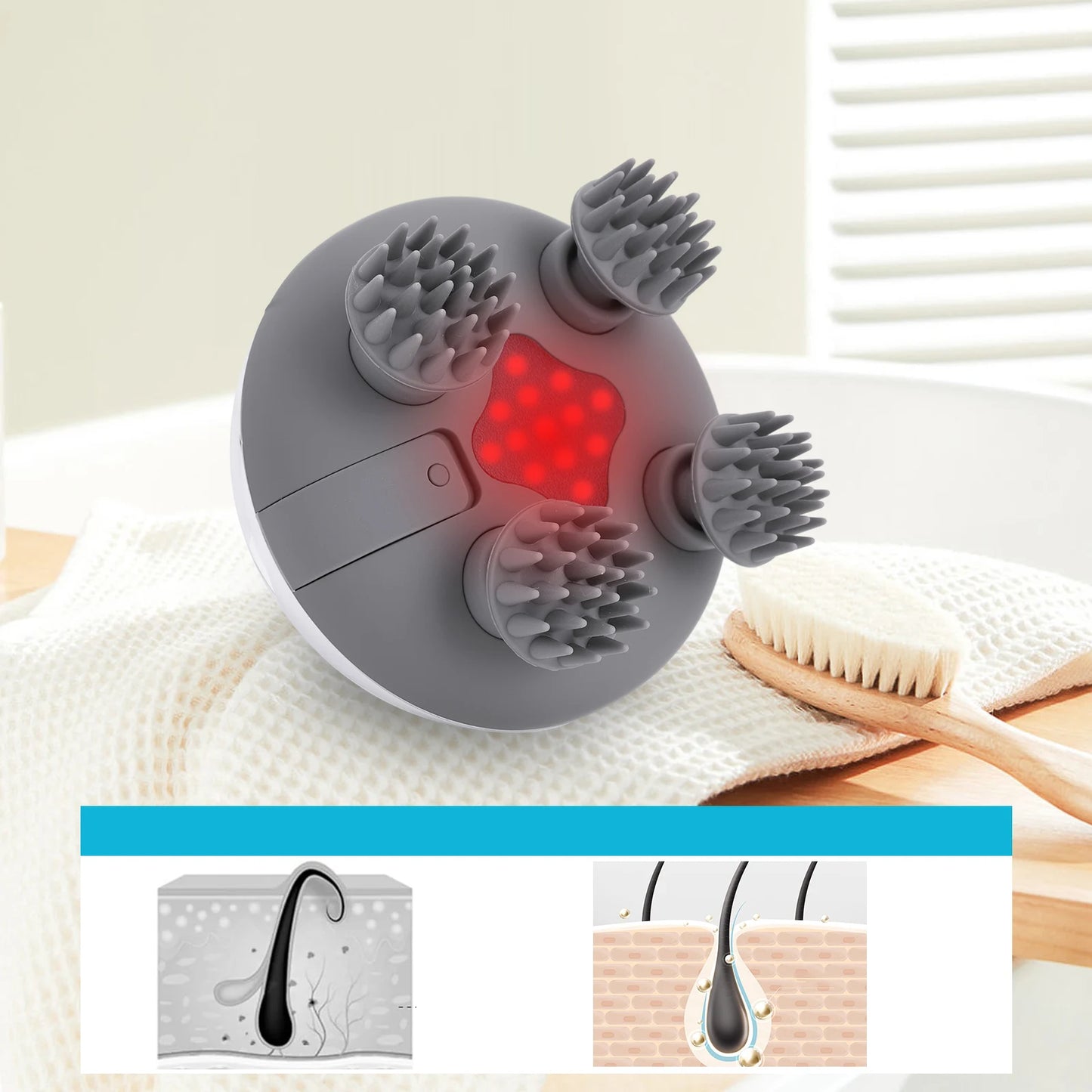 APWIKOGER Electric Scalp Massager With 8 Silicone Heads 3 Modes For Hair Growth