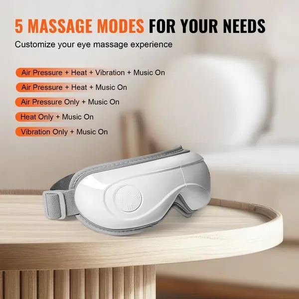 Heated Eye Massager With Bluetooth Music 5 Modes Foldable