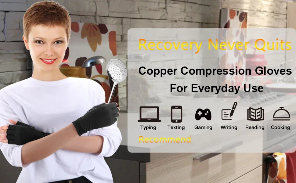 Sposafe Copper Compression Arthritis Gloves Fingerless for Carpal Tunnel