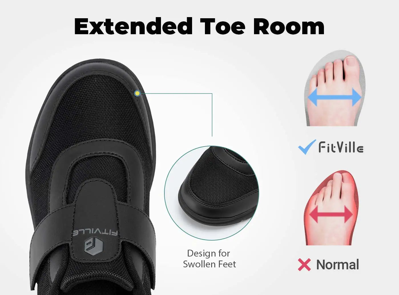 Fitville Men's Extra Wide Diabetic Walking Shoes For Swollen Feet