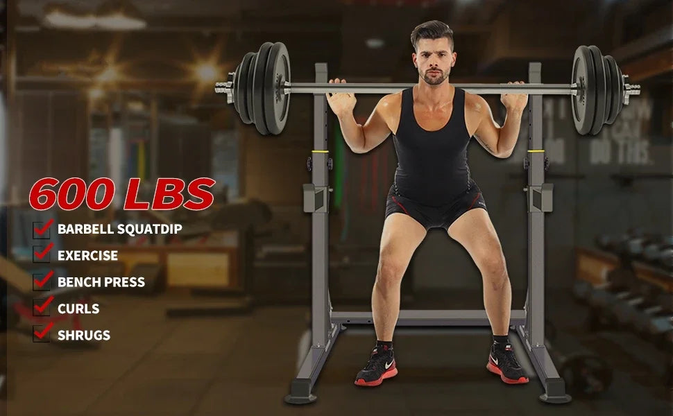 Adjustable Squat Rack And Multifunction Barbell Stand For Home Gym