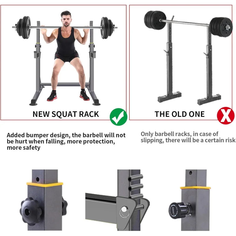Adjustable Squat Rack And Multifunction Barbell Stand For Home Gym