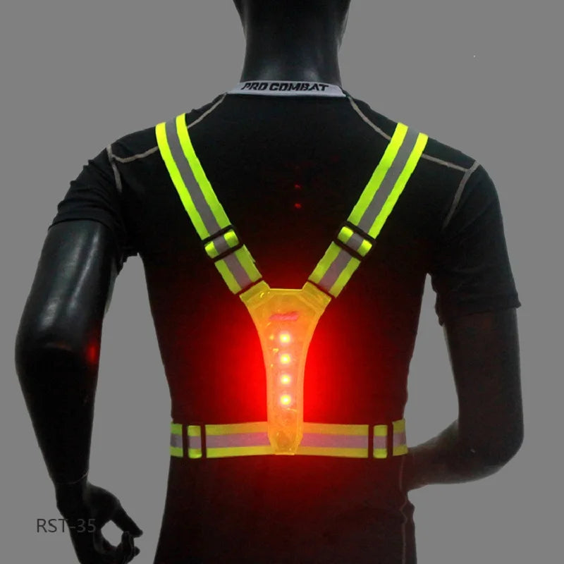 LED HighVisibility Reflective Safety Vest Nighttime Running Cycling Apparel Adjustable