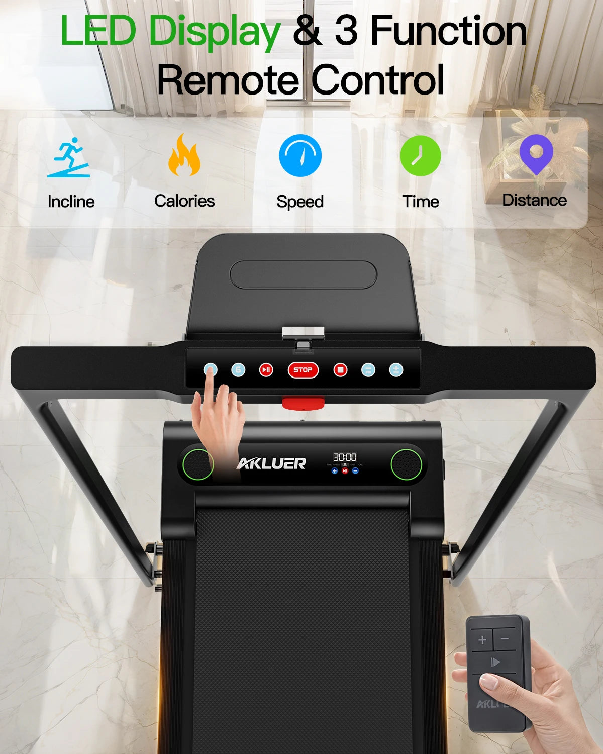 AKLUER Walking Pad Treadmill 2.5HP Desk Treadmill Quiet 45dB Foldable With Remote For Home Office