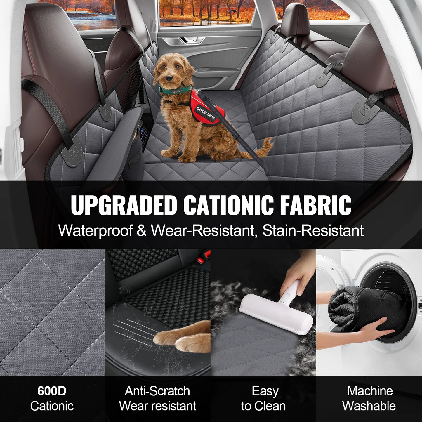 SucceBuy Back Seat Extender for Dogs Dog Hammock for Car Back seat Waterproof Hard Bottom Dog Car Seat Cover for Back Seat