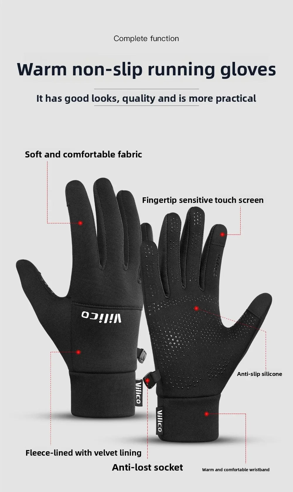 Cycling Gloves Full Finger Touch Screen Non-Slip For MTB Road