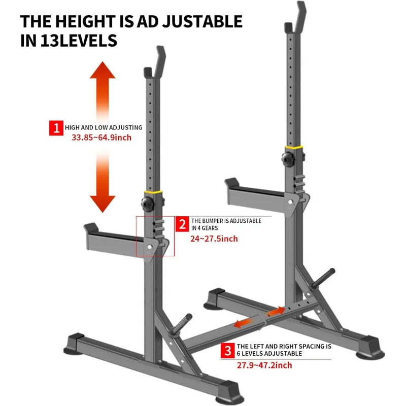 Adjustable Squat Rack And Multifunction Barbell Stand For Home Gym
