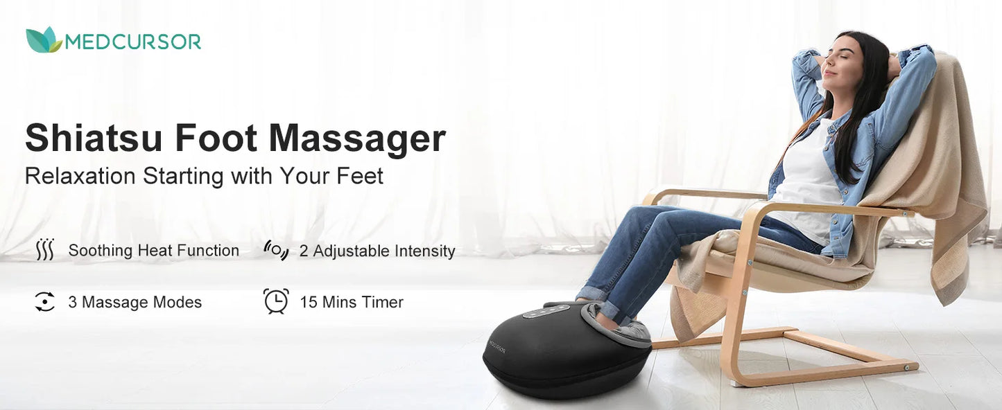 Medcursor Shiatsu Foot Massager Machine With Heat Roller For Pain Relief