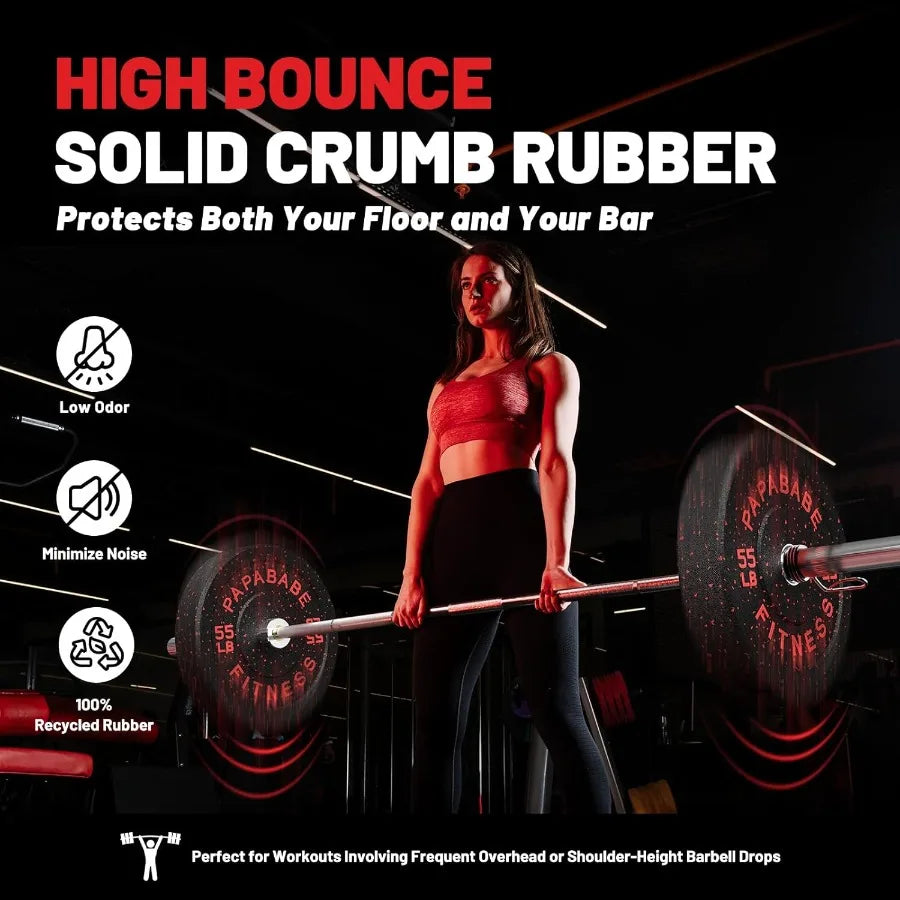 XMSJ Weight Plates Rubber Bumper Set For Barbell Training