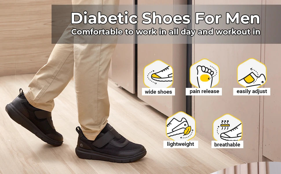 Fitville Men's Extra Wide Diabetic Walking Shoes For Swollen Feet