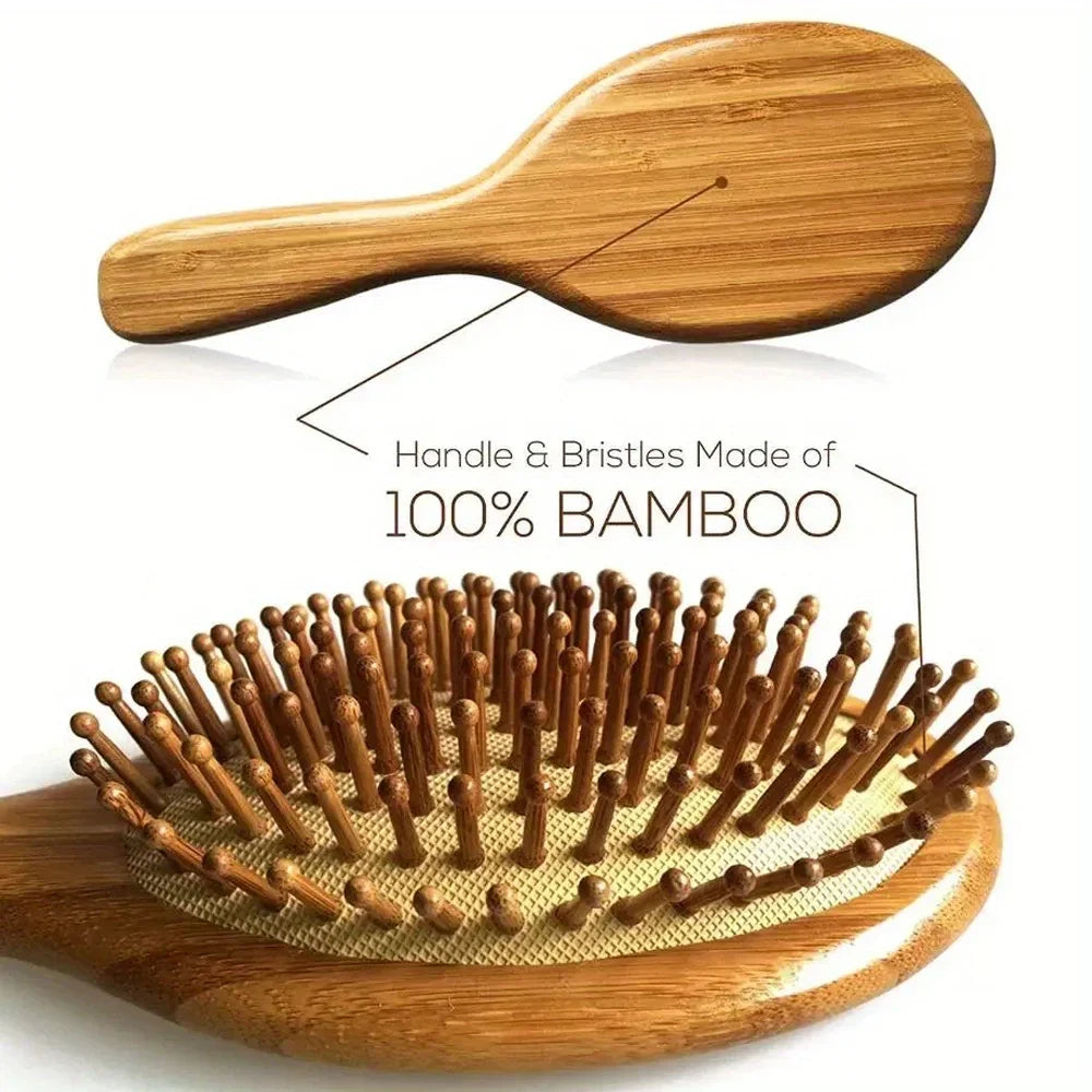 Bamboo Paddle Comb Air Cushion Detangler For Real Hair Wigs
